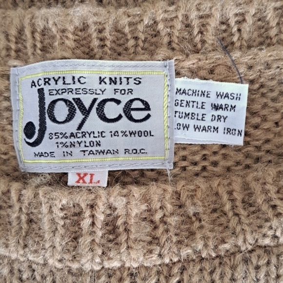 Joyce Vintage Wool Blend Knit Sweater Boat Neck Striped Granny Vest - Picture 3 of 5